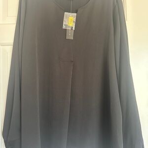 Investment Black V-Neck Type Blouse NWT